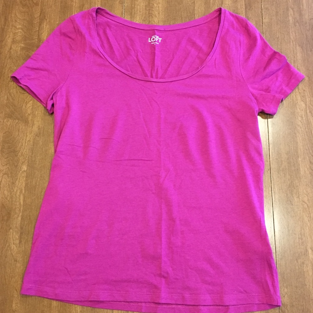 Ann Taylor Loft Fuchsia Cotton Tee